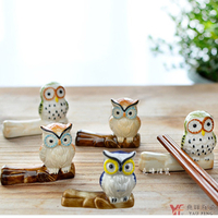 堯峰陶瓷 貓頭鷹筷架 三色一組|婚禮小物|筆架|裝飾架|筷架|貓頭鷹迷必備