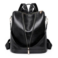 Women Fashion Backpack Wallet PU Leather Anti-theft Casual Shoulder Bag Female Satchel Multicolor Daypack Stylish Elegant Bag