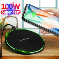 100W Super Fast Wireless Charger For Samsung Galaxy S20 S10 S9 S8 Note Phone Charging Pad For iPhone 15 14 13 12 Pro Xs Max X 8