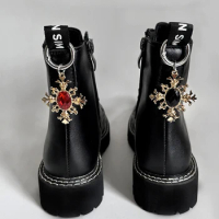 1PCS Vintage Luxury Floral Rhinestone Crystal High Heel Buckle Martin Boots Shoes Buckles For DIY Shoes Decor Accessories