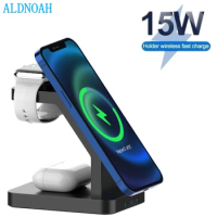 15W Magnetic Wireless Charger Stand 3 in 1 For iPhone 12 13 Pro Max Fast Charging Induction For Apple Watch7 6 SE AirPods Pro