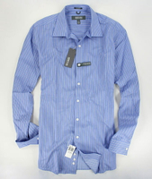 美國百分百【全新真品】Kenneth Cole KC 型男 上班 藍色 條紋 長袖 襯衫 純棉質 大尺寸 L號 C553
