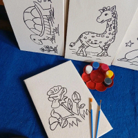 Kanvas Lukis Gambar Bunga Mawar Satu Set Mainan Edukasi Anak dengan Warna dan Kuas untuk Kreativitas