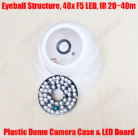 10PCS Plastic IR Eyeball Dome Camera Case &amp; 48PCS LED IR Board White Color Ceiling Mount CCTV Camera Casing for M12 Fixed Lens