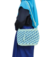 Tas Rajut Slempang Wanita bahan tali kur handmade Ukuran Besar Jumbo Setrip Tas Macrame Model Terbar