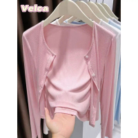 ส่งไวจากไทย คาร์ดิแกน คอกลม 4สี เสื้อแขนยาว เสื้อคลุมคาร์ดิแกนเกาหลี Velca