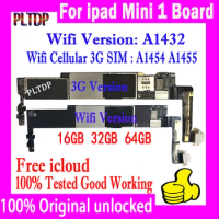 Motherboard With IOS System, 100% Tested Well, Original, Unlock Mainboard for iPad MINI 1, A1432, A1454, A1455, 16GB, 32GB, 64GB
