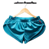 Mens Sexy Pajamas Boxer Shorts Smooth Silk Underwear Men Sleep Bottoms Homewear Lounge Shorts Male Panties Boxers