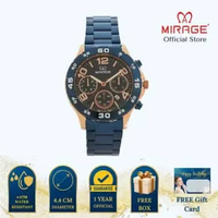 Mirage Jam Tangan Pria Analog 8810 M Navy Rose Gold Original Stainless Plat Biru
