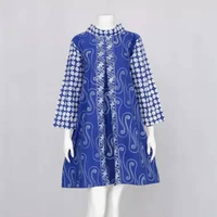 TUNIK BATIK GIPSI GARUTAN 02| DRESS BATIK WANITA MODEL FLUI S . biru bca 02