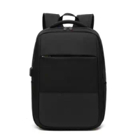 Business Backpack 15.6-inch Laptop Bag Solid Color Spliced Trendy Business Backpack