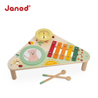 【法國Janod】音樂好好玩-非洲之旅3合1敲擊樂小桌 / 樂器 / 鼓 / 銅鈸 / 鐵琴