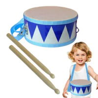 Drum Set For Kids 2 Drumsticks Double-Sided Kid Drum With Adjustable Strap 8 Inch Baby Wooden Fun Drum Toys Hand Clap Drum Child