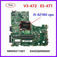 For Acer aspire E5-471 E5-471G V3-472P Laotop Mainboard DA0ZQ0MB6E0 Motherboard with I5-4210U CPU DDR3 UMA test ok send