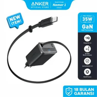 Anker Nano Charger 35W Built-In Retractable USB-C Cable, 2-Port USB PD USB-C (PSE Technology Standar