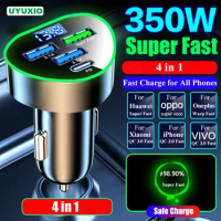 Car Phone Charger USB Type C Super Fast Charge in Car with LED Voltage Monitor for iPhone Samsung Huawei Oneplus Vivo Oppo