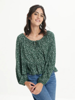 เสื้อผู้หญิง 4998 EMBROIDERED LS TOP BON GAUZE สี 300 GREEN