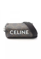 Celine Pre-Loved Celine Triomphe Shoulder bag PVC leather black Brown
