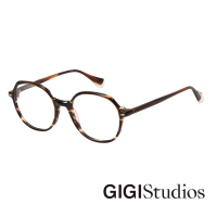 【GIGI Studios】藝術質感金飾光學眼鏡(玳瑁 - KAYLA-6616/2)