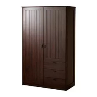 lemari pakaian 2 pintu+3 laci, cokelat, 124x60x201 cm