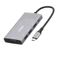 ONTEN OTN-95113 八合一 Type-C 轉USB3.0x2/HDMI 4K/30Hz/VGA/MicroSD & SD/PD100W/3.5mm音訊輸出集線器 黑色 (V278)