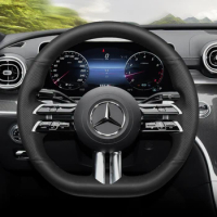 D Type Leather for Mercedes Benz C E Class C200 C260 C300 E200 E260 E300 E350 Hand Sew Car Steering Wheel Cover Car Accessories