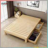 Solid Wood Bed Double1.8x2M Master Bedroom Home1.5Mi Small Apartment Plank Bed Rental Room B & B1.2m