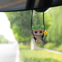 Car Rearview Mirror Decoration Car Interior Decoration Personality Pendant The Groot Model Rearview Mirror Decoration Anime