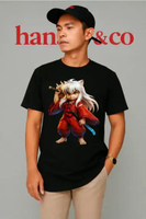 Kaos Pria Premium Motif 3Dimensi Animasi Inuyasha Tshirt Oblong Laki Hc0883 By hans & co hitam M