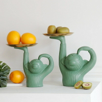 北歐創意猴子托盤水果零食蛋糕點心架首飾收納盤茶幾家居裝飾擺件