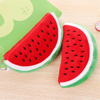 New Pencil Cases Fruit Stationery Pencil Bags Cartoon Plush Watermelon