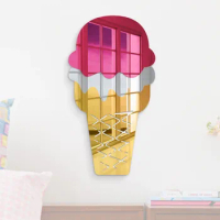 Wafer Cake Cone Ice Cream Wall Decor Mirror Custom 3D Wall Art Sign for Gril's Room Living Room Decor Nursery Party Decoration