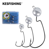 KESFISHING New Jig head 3.5g 5g 7g 10g Mustad Offset Hooks Export head Protect Thread for Soft Lure Fishing Tackle Free shipping
