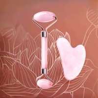 【YAOCHEN 瑤辰】粉晶按摩刮痧套裝(臉部按摩 按摩滾輪 半月板 刮痧板 交換禮物)