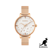 【KANGOL】英國袋鼠 繁花似錦浮雕腕錶 / 手錶 (珍珠白) KG72533-06Z