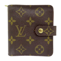 【二手名牌BRAND OFF】LOUIS VUITTON LV 路易威登 棕色 原花 帆布 雙折 短夾 M61667