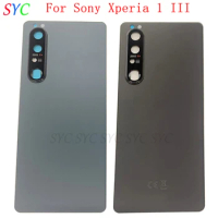 Original Rear Door Battery Cover Housing Case For Sony Xperia 1 III Back Cover with Camera Frame Lens Logo Repair Parts