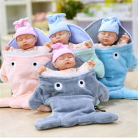 Simulation sleep doll baby accompany cartoon Plush toy Shark sleeping bag Stuffed Baby doll Children Birthday Gift Appease Dolls