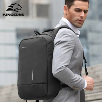 Kingsons Men's 15.6-17 Inch Laptop Backpack Simple Work Daily Carry on Backpack 180 Degree Open Waterproof Travel Bag USB Charge