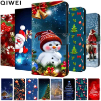 For Samsung Galaxy A50 Case Christmas Wallet Flip Leather Cover for Galaxy A50s A30 A30S A20 A20S A10 A10S A40 Phone Cases Bags