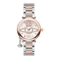 【Vivienne Westwood】白面經典LOGO晶鑽 玫瑰金+銀框 不鏽鋼錶帶 小裝飾設計 女錶 手錶(VV006WRSR)