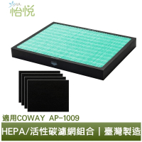 怡悅 HEPA抗菌濾心/四片活性炭濾網組合(適用Coway AP-1009 Ap1009CH空氣清淨機)