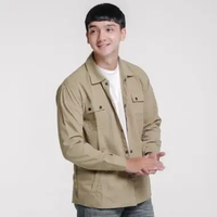 Jaket Trucker Canvas Semi Parka Unisex Pria Wanita L Khaki
