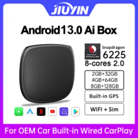 JIUYIN CarPlay Ai Box Android 13 SM6225 8 cores 8G+128G Smart Ai Box for Nexflix Wireless CarPlay Android Auto 512GB via TF