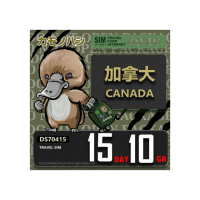 【platypus 鴨嘴獸】Travel Sim 加拿大 15天10GB 上網卡