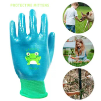 Blue Work Gloves Breathable Nitrile Multi-purpose Protective Mittens Wear Resistant Anti Prickling Kids Gardening Glove Kids