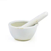Mortar And Pestle With Pour Spout, Large,Porcelain Ceramic Medicine Grinding Bowl Pounding Stick Household Pot Crusher Tools
