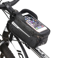 RZAHUAHU Waterproof Bicycle Phone Mount Bags Front Frame Top Tube Bag w Touchscreen Phone Holder Cycling Bike Tool Storage Bag