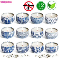 12 Pcs Anti-Mosquitoes Citronella Candle Outdoor Indoor Soy Wax Citronella Candles Mosquitoes for Garden Patio Picnic Camping