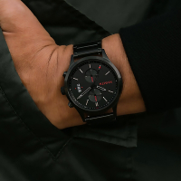 MVMT / 簡約風格 計時碼錶 日期 防水100米 不鏽鋼手錶-鍍黑/44mm